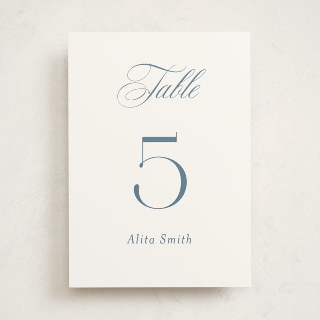 "Empire" - Party Table Numbers in Dusty Blue by Jennifer Postorino - Front