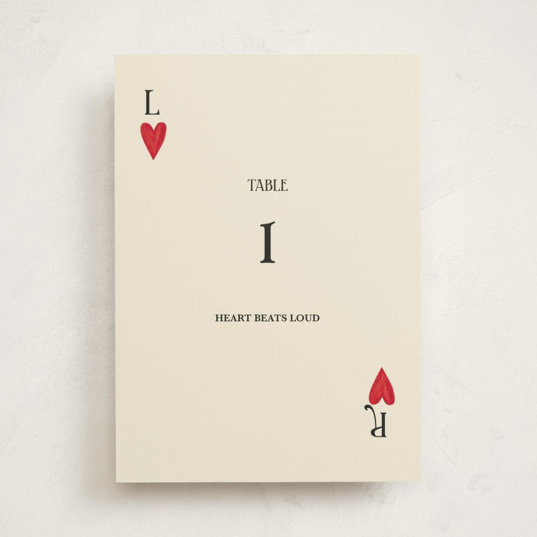 "Red Hearts" - Party Table Numbers in Champagne by Helena Vitto - Front