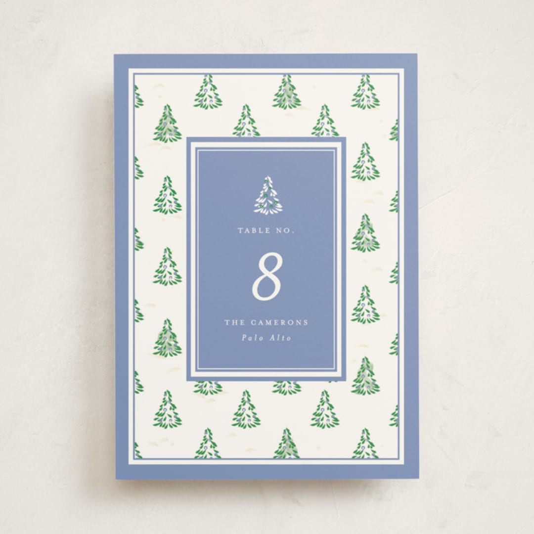 "Little Trees" - Party Table Numbers in Provincial Blue by Corinne Malesic - Front