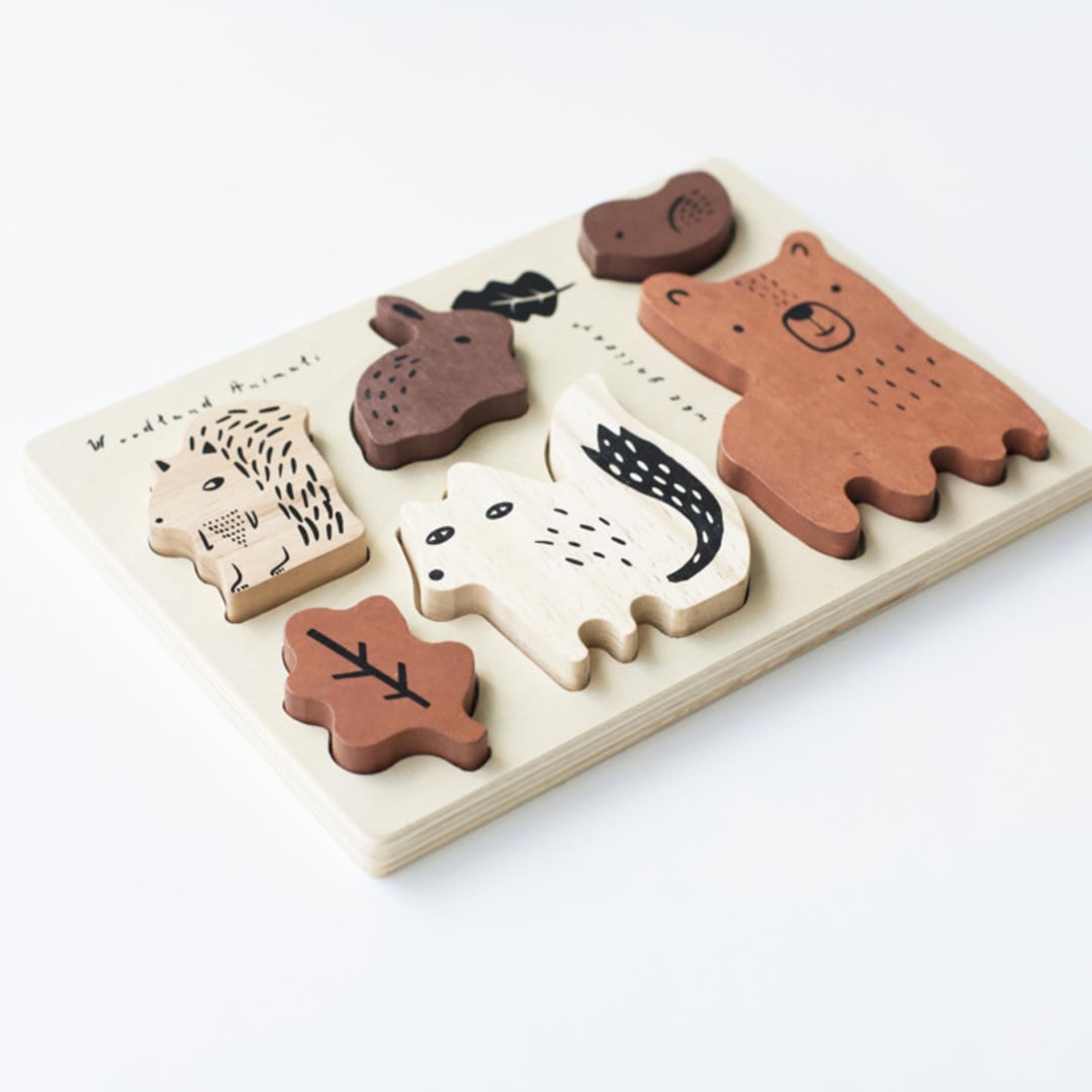 "Wee Gallery Wooden Tray Puzzle - Woodland Animals - 2nd Edition" - Puzzles in natural by Wee Gallery