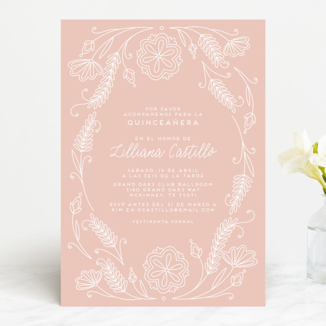 "Vintage Quinceanera" - Quinceanera Invitations in Rose by Kristin Sosa - Front