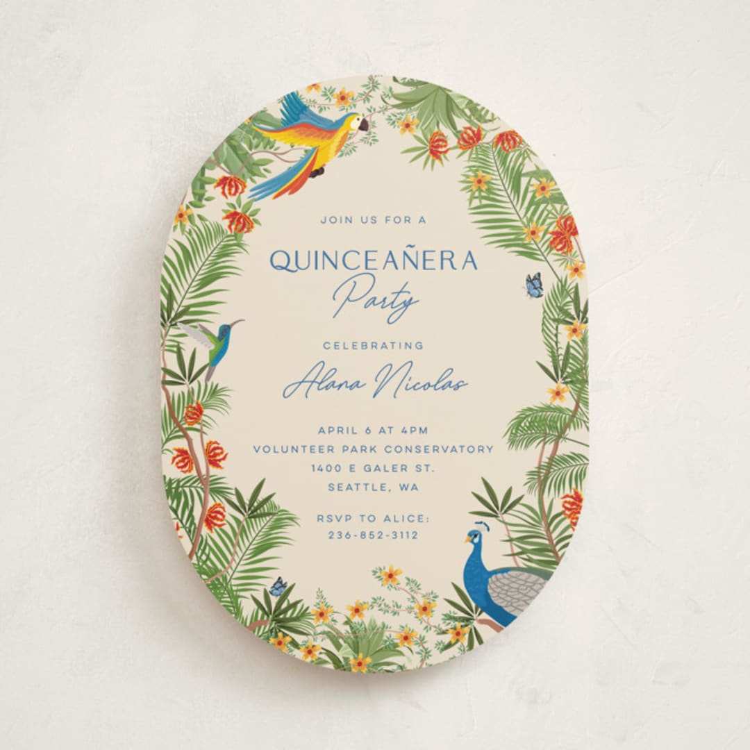 "Tropical Party" - Quinceanera Invitations in Champagne by Sherley Ferreira - Front