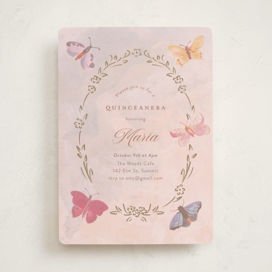 "Dreamy Butterflies" - Quinceanera Invitations in Petal by Teju Reval - Front
