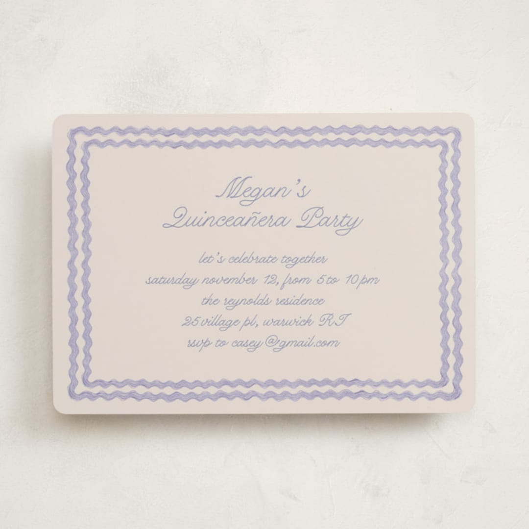 "Ric rac Nostalgia" - Quinceanera Invitations in Lavender by Tamara Hilje - Front