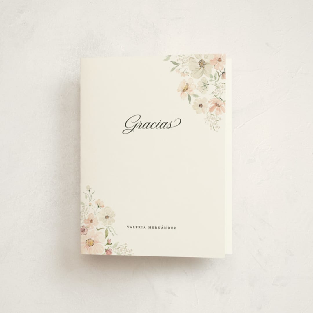 "Aura Botánica" - Quinceañera Thank You Cards in Blush by Itsy Belle Studio - Front