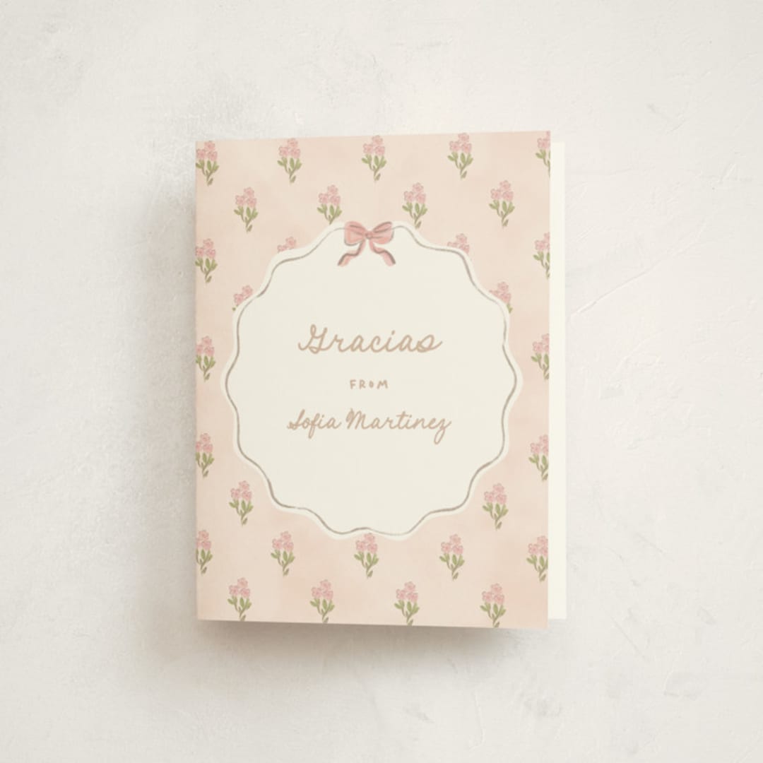 "Quinceanera garden" - Quinceañera Thank You Cards in Blush by Creo Study - Front