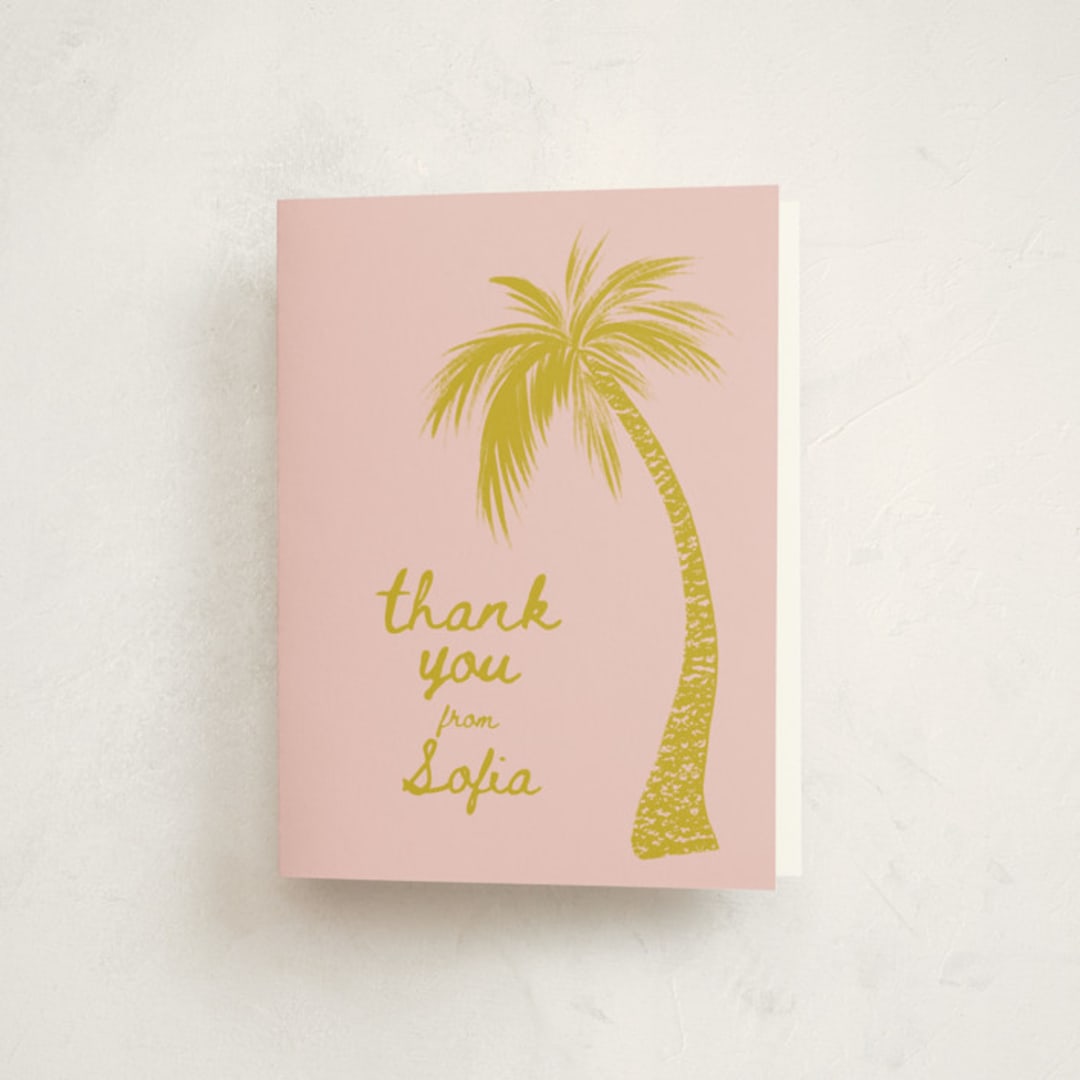 "Palm" - Quinceañera Thank You Cards in Sunshine by Gwen Bedat - Front