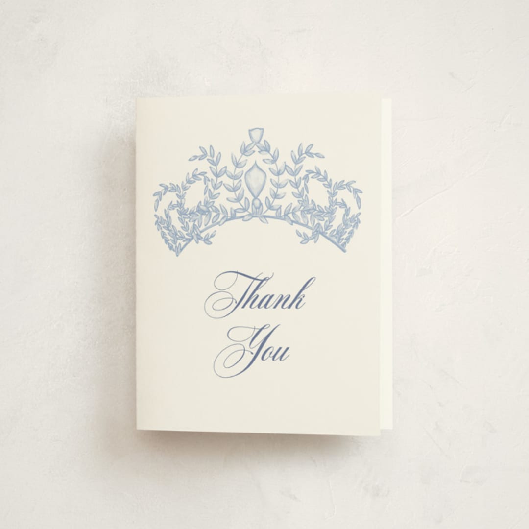 "Crowned" - Quinceañera Thank You Cards in Sky by Lissabeth Anglin - Front