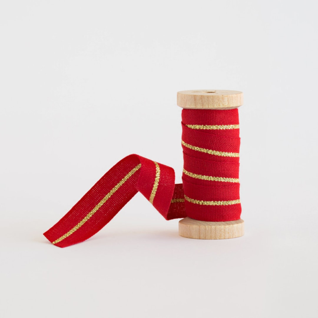 "Red & Gold Metallic Stripe" - Ribbon in red + gold by Minted - Ribbon