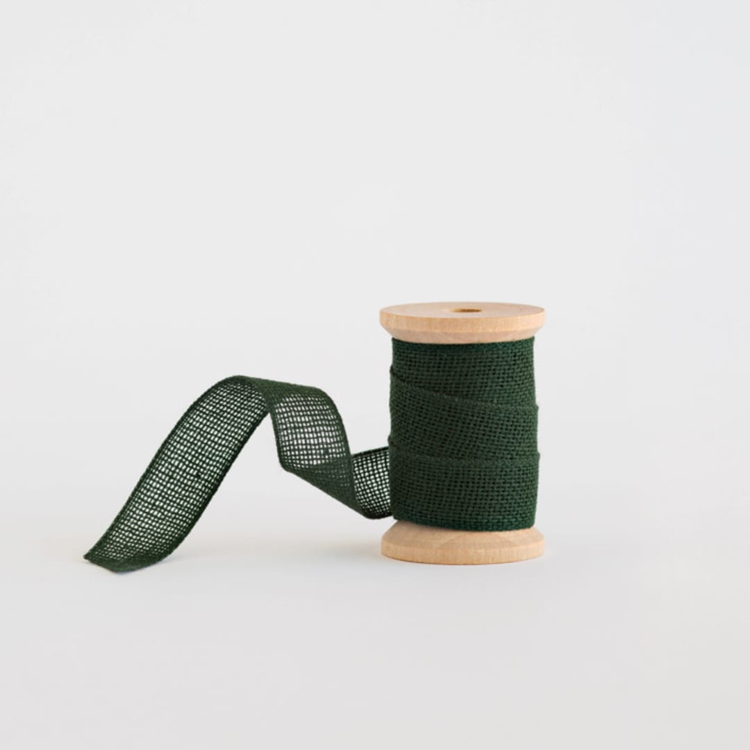 "Dark Green Loose Weave Cotton" - Ribbon in dark green by Minted - Ribbon