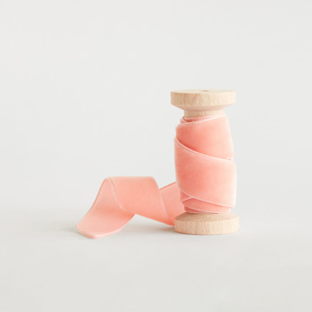 "2/8" Peach Velvet" - Ribbon in Peach by Minted - Ribbon