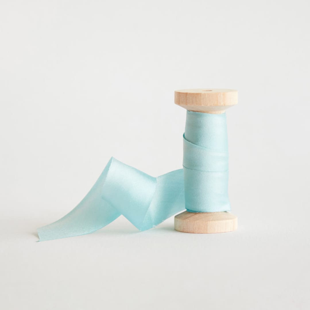 "1" Blue Silk" - Ribbon in Baby Blue by Minted - Ribbon