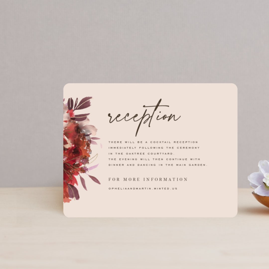 "Autumn Hymnal" - Reception Cards in Blush by Leah Bisch - Front