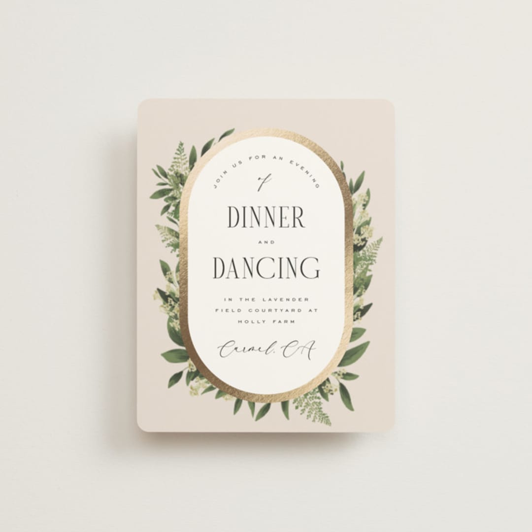"Bliss" - Reception Cards in Champagne by Leah Bisch - Front