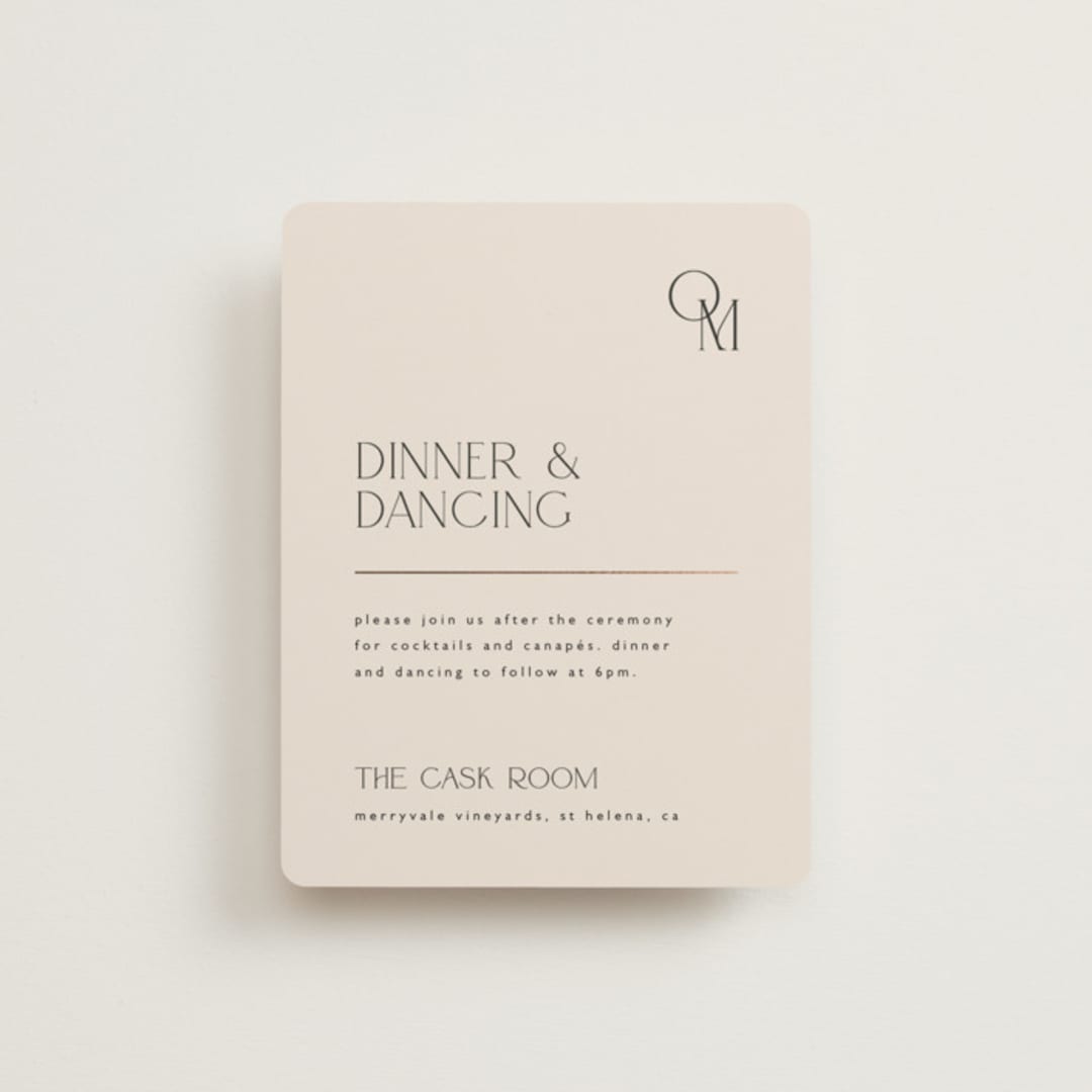 "Modern Corner" - Reception Cards in Linen by Kelly Schmidt - Front