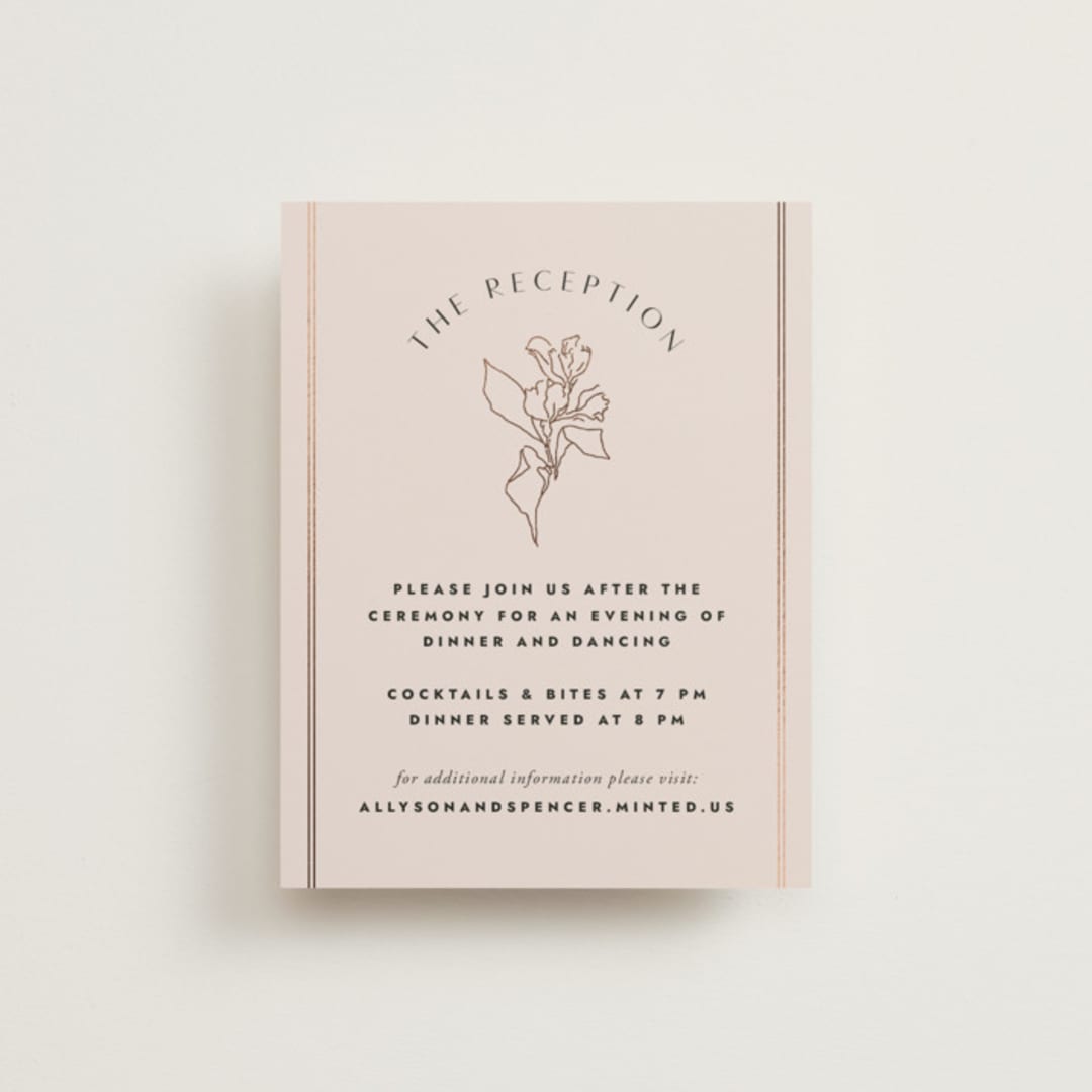 "Deco Band" - Reception Cards in Blush by Kindred Fields - Front