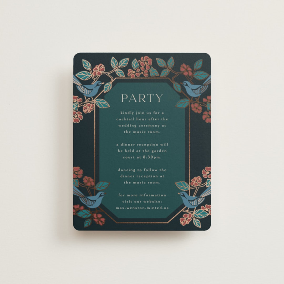 "Wedding birds" - Reception Cards in Onyx by Ana de Sousa - Front