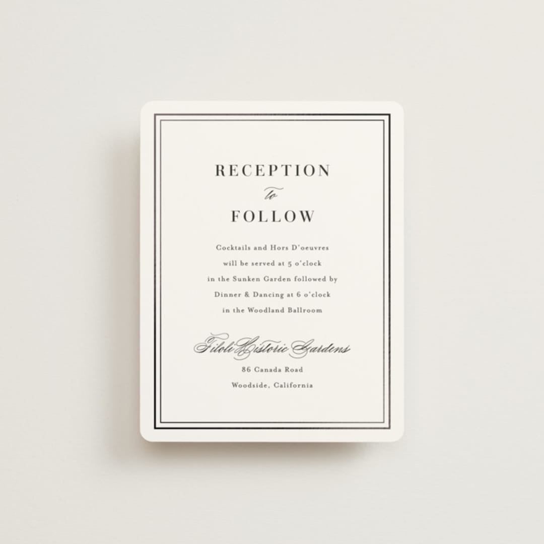 "Polished" - Reception Cards in Cotton by Jennifer Postorino - Front