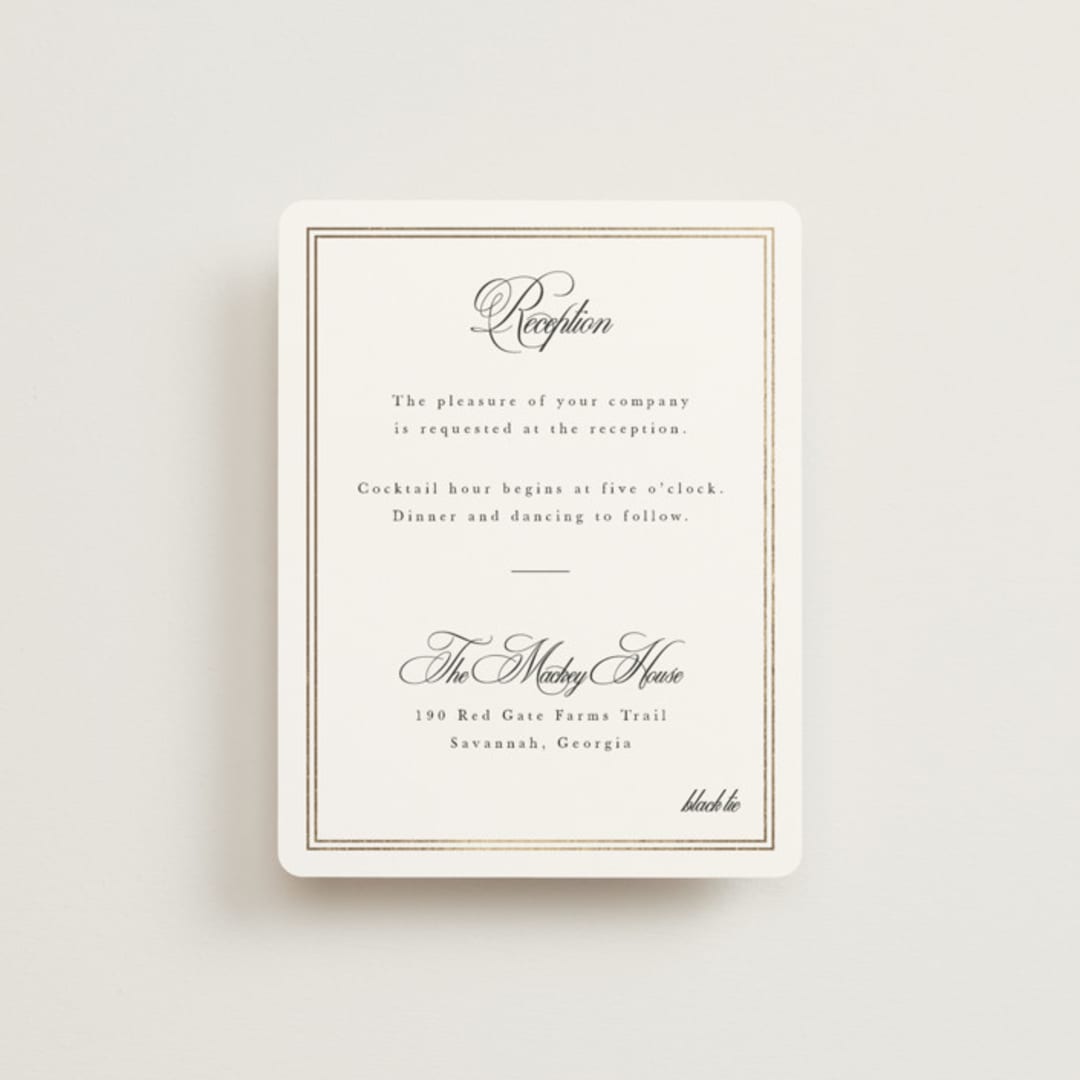 "Traditionalist" - Reception Cards in Snow by Sarah Brown - Front