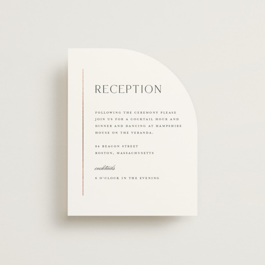 "Understated Elegance" - Reception Cards in Cotton by Stacey Meacham - Front