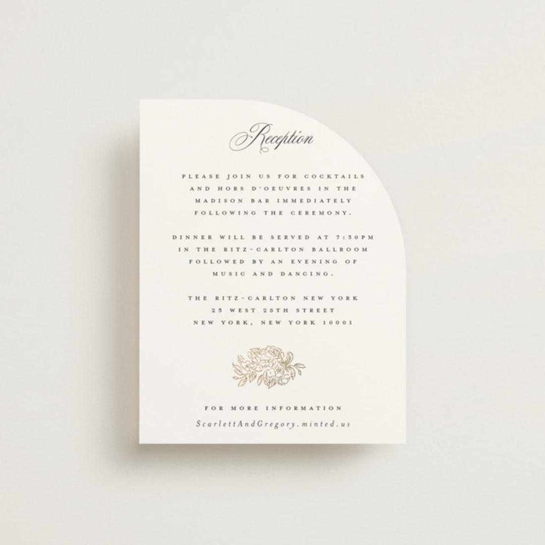 "Rococo" - Reception Cards in Pearl by Jenna Holcomb - Front