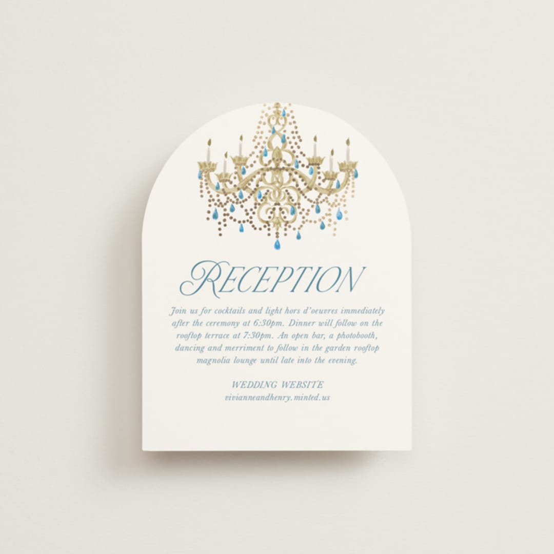 "Knightsbridge" - Reception Cards in Sky by Jackie Crawford - Front