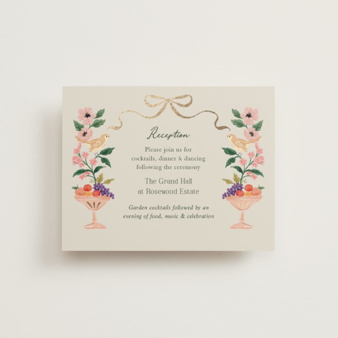 "Garden Feast" - Reception Cards in Garden by Elly - Front
