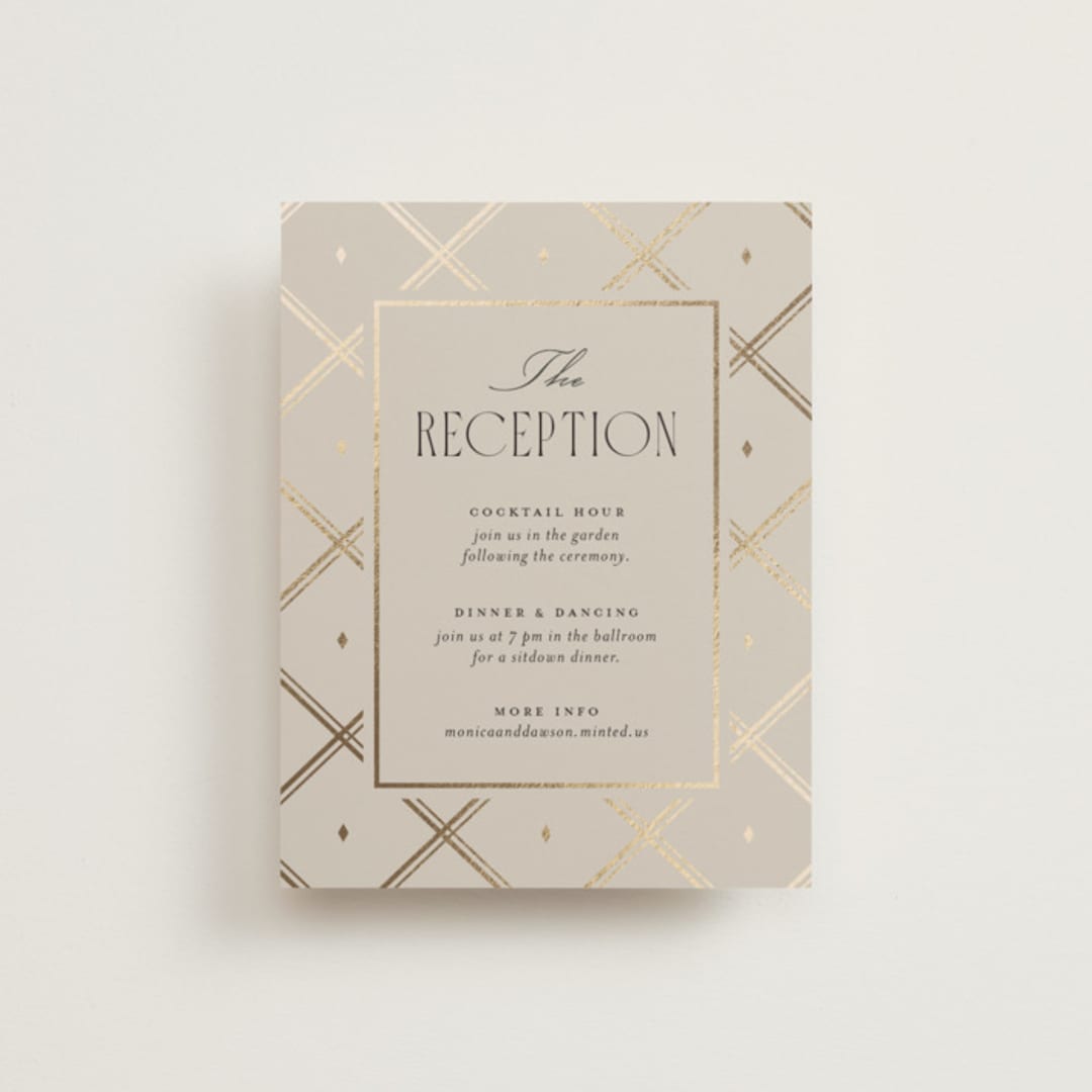 "Luxe Lines" - Reception Cards in Champagne by Kristin Oliversen - Front