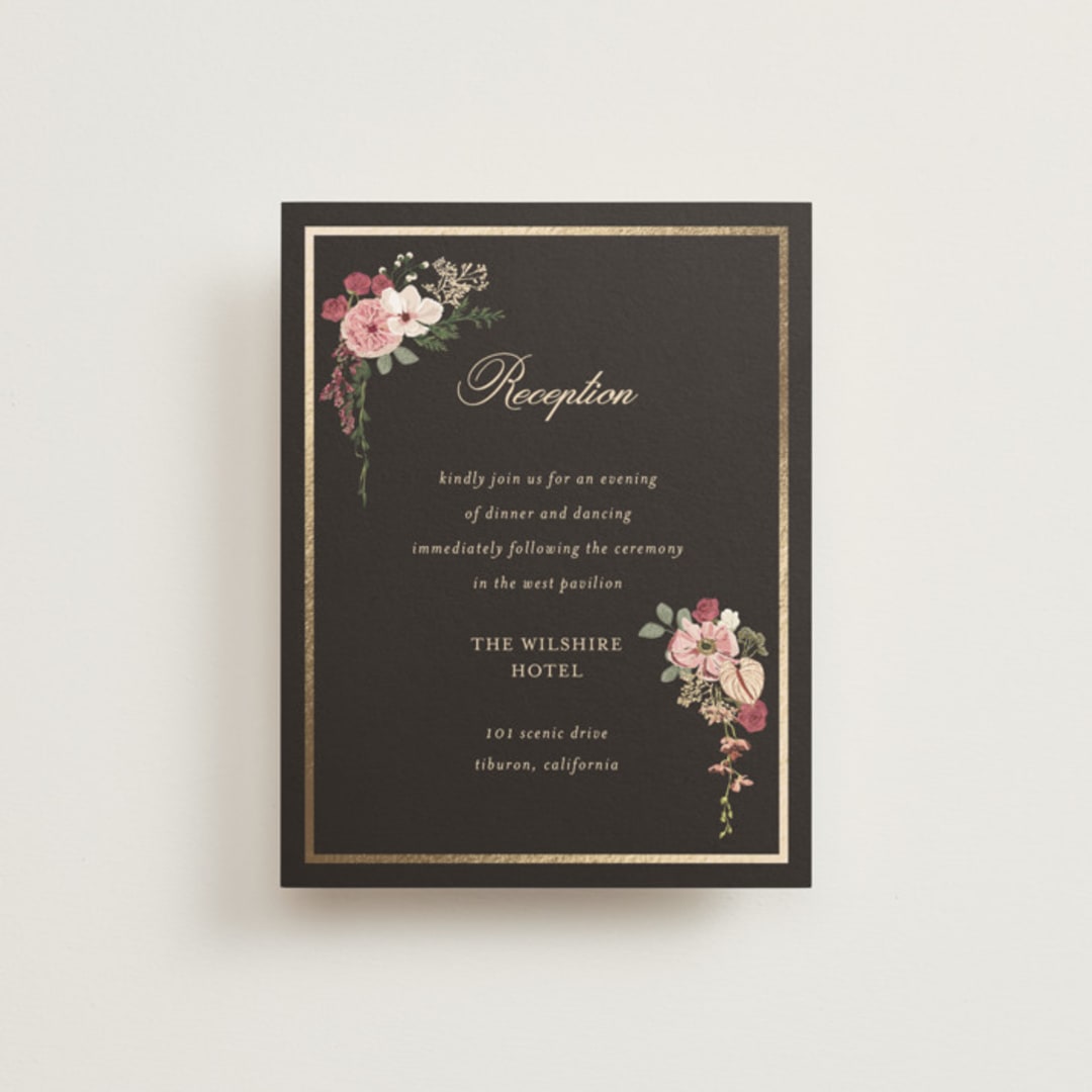 "Flouriishing" - Reception Cards in Blush by Susan Moyal - Front
