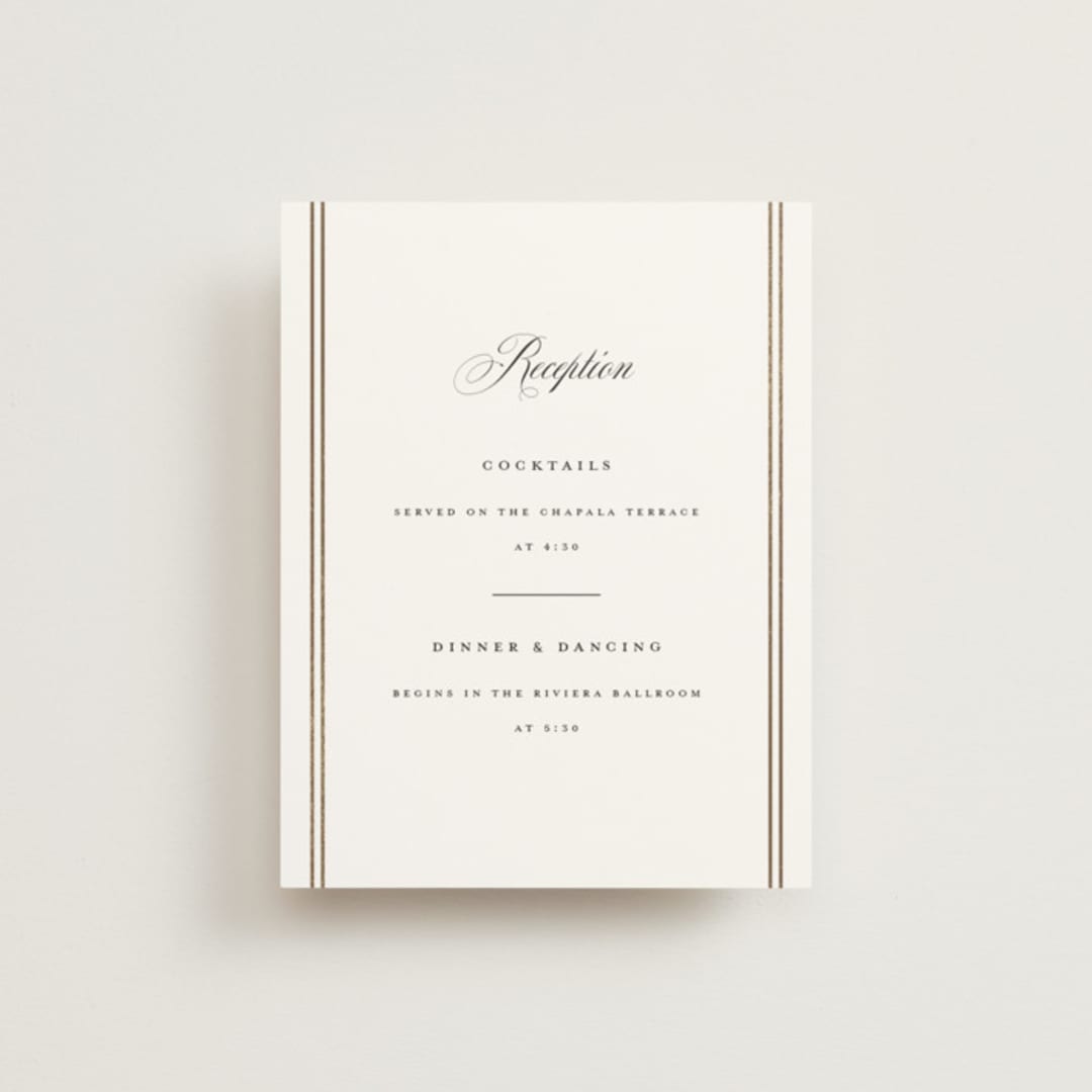 "Scripted Striped" - Reception Cards in Silk by Carolyn MacLaren - Front
