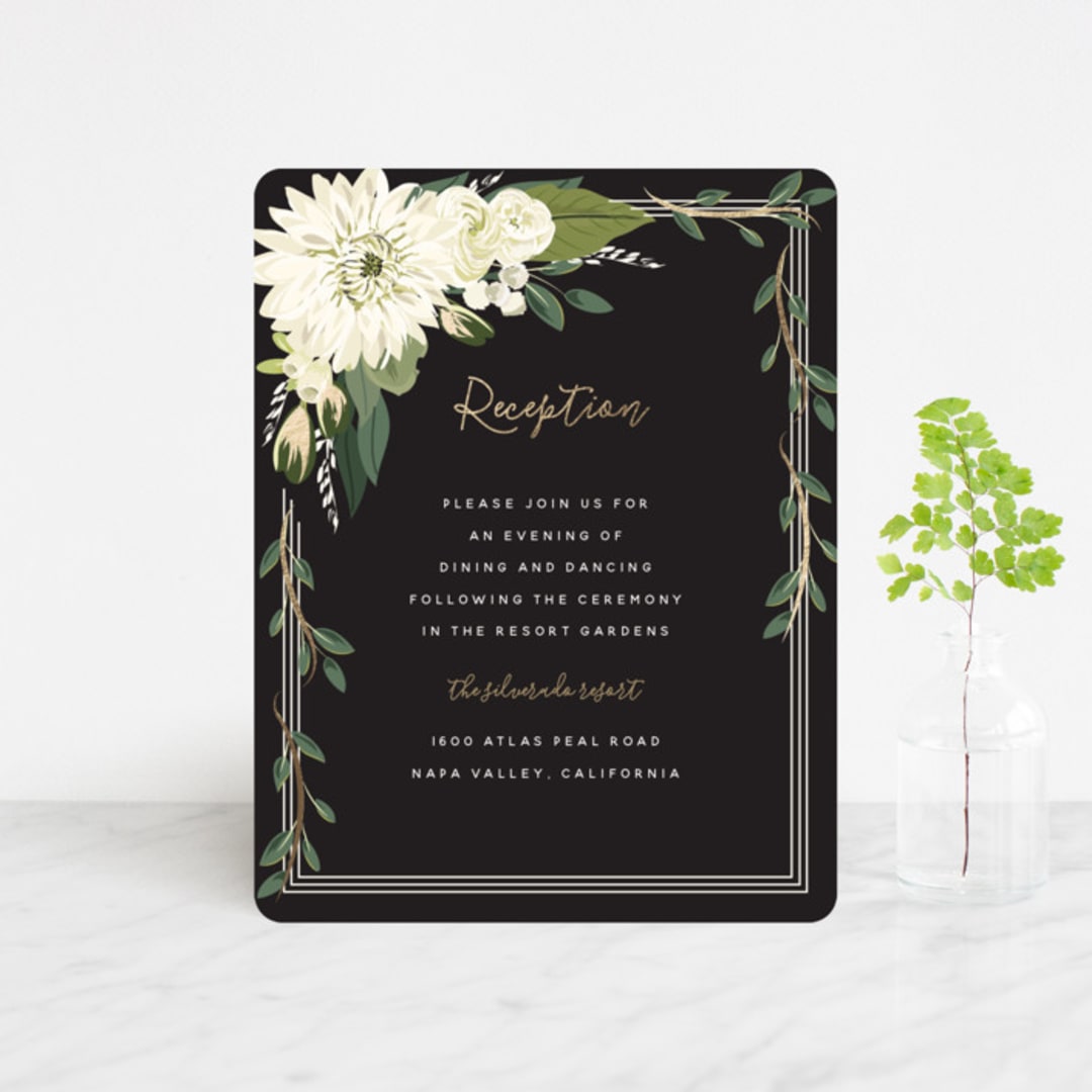 "Garden Blooms" - Reception Cards in Ivory by Susan Moyal - Front