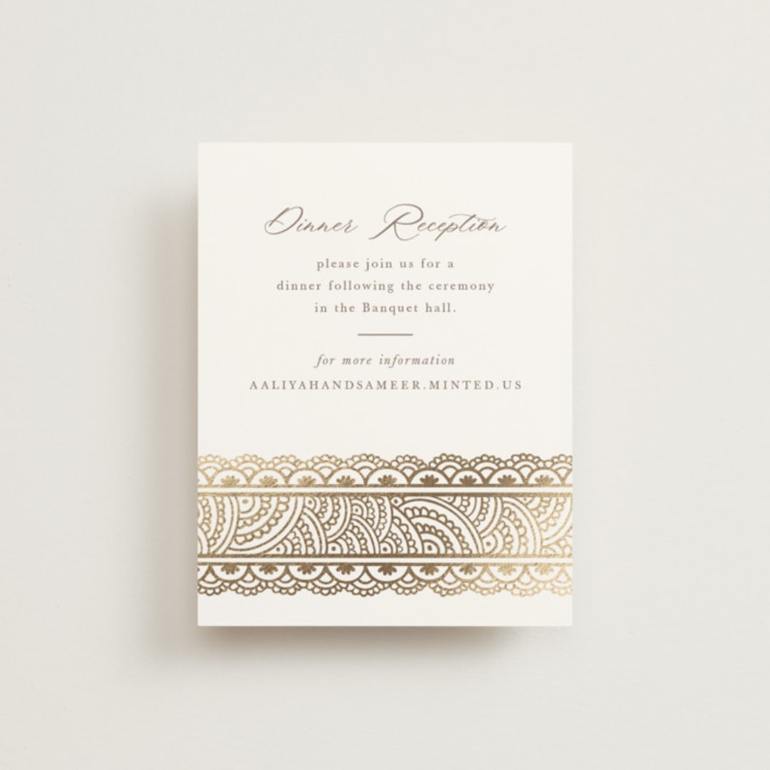 "Gilded Henna" - Reception Cards in Lily by Mansi Verma - Front