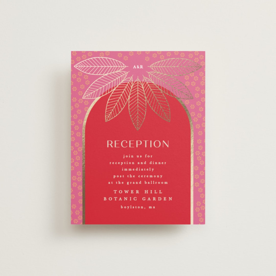 "Indian garden" - Reception Cards in Sindoor by Creo Study - Front