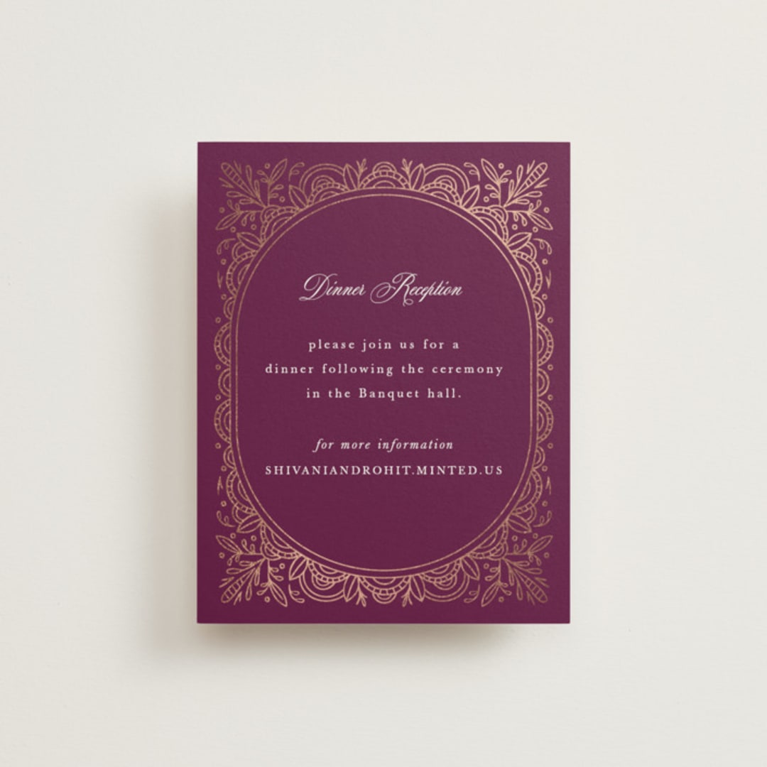 "Zardozi" - Reception Cards in Amethyst by Mansi Verma - Front
