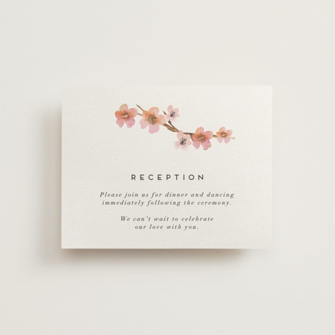 "Love Blossom" - Reception Cards in Blush by Petra Kern - Front