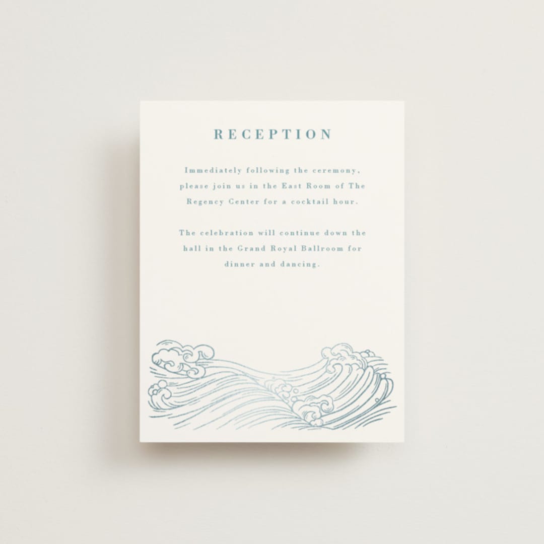 "waves" - Reception Cards in Aqua by Jessie Steury - Front