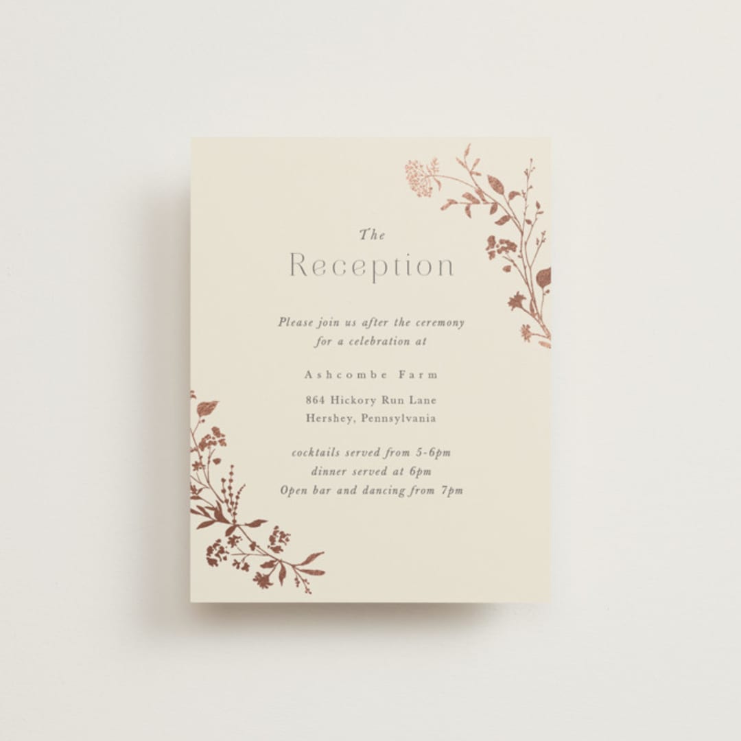 "Queen Anne's Lace" - Reception Cards in Creme Brulee by Jennifer Wick - Front