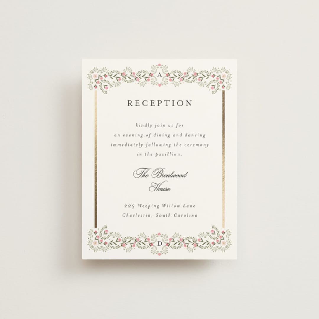 "Embrace" - Reception Cards in Peony by Susan Moyal - Front