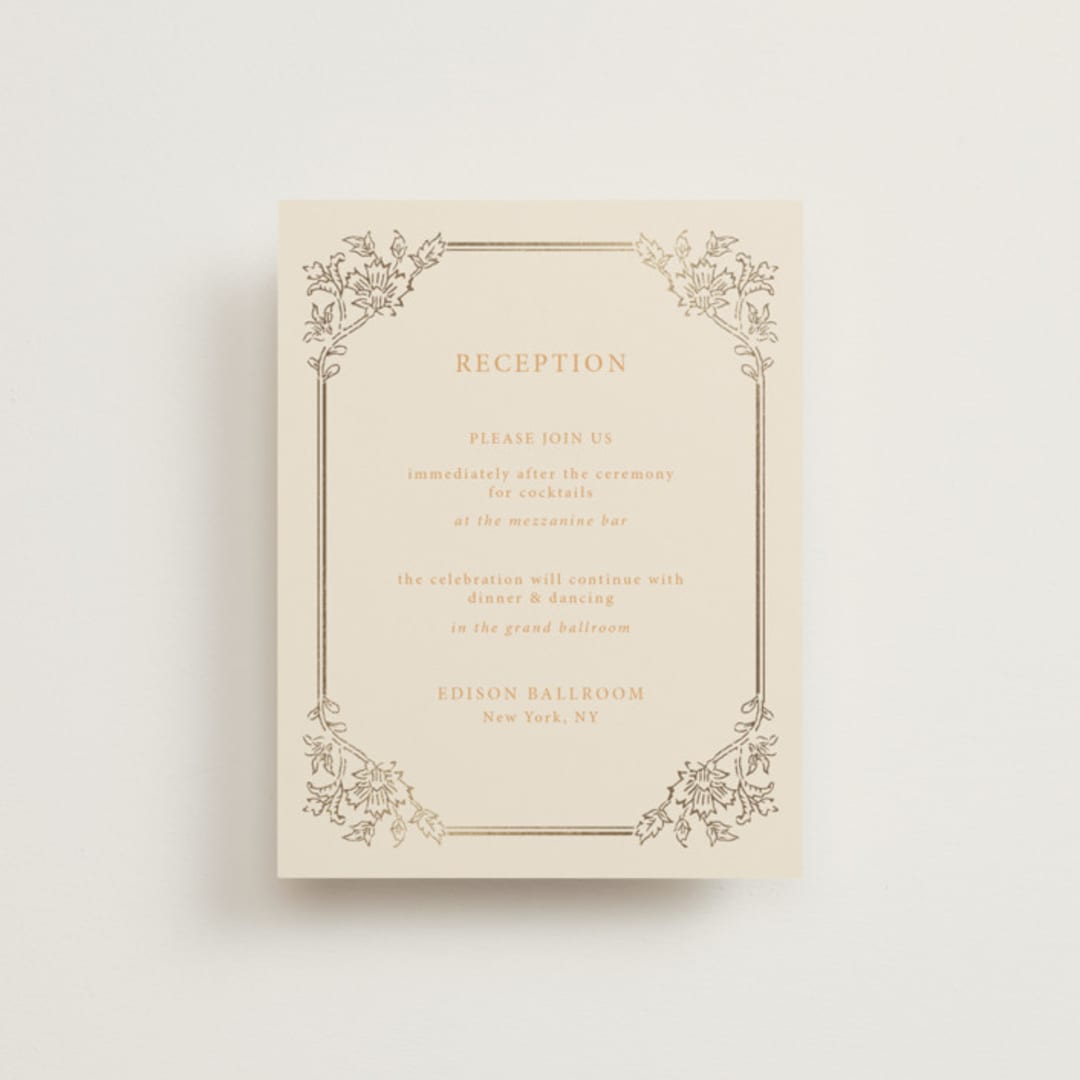"Marigold" - Reception Cards in Ochre by Hannah Bowman - Front