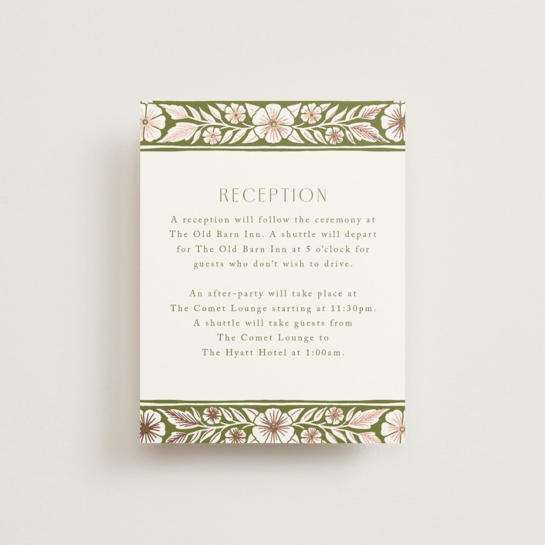 "Inlay Frame" - Reception Cards in Avocado by Katharine Watson - Front