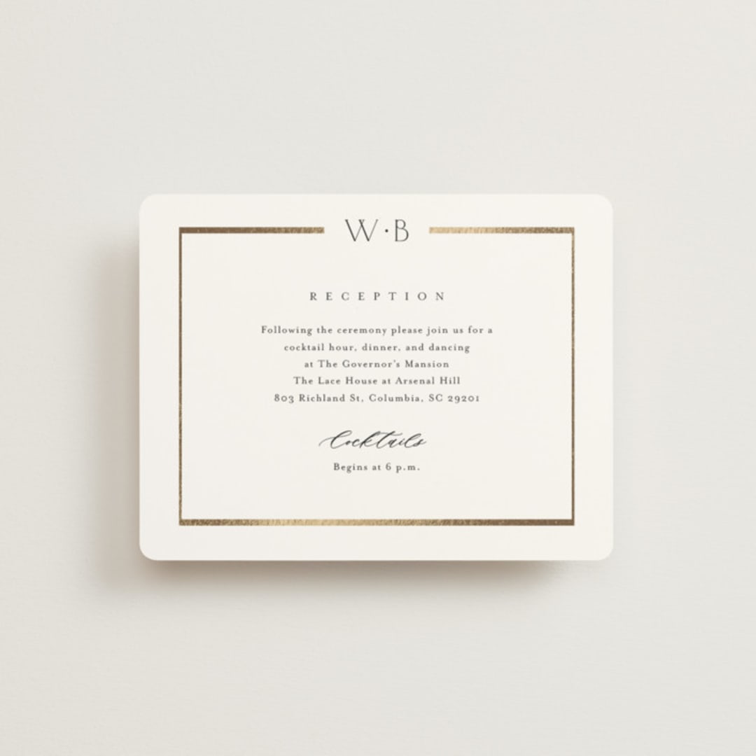 "Luster" - Reception Cards in Cotton by Stacey Meacham - Front
