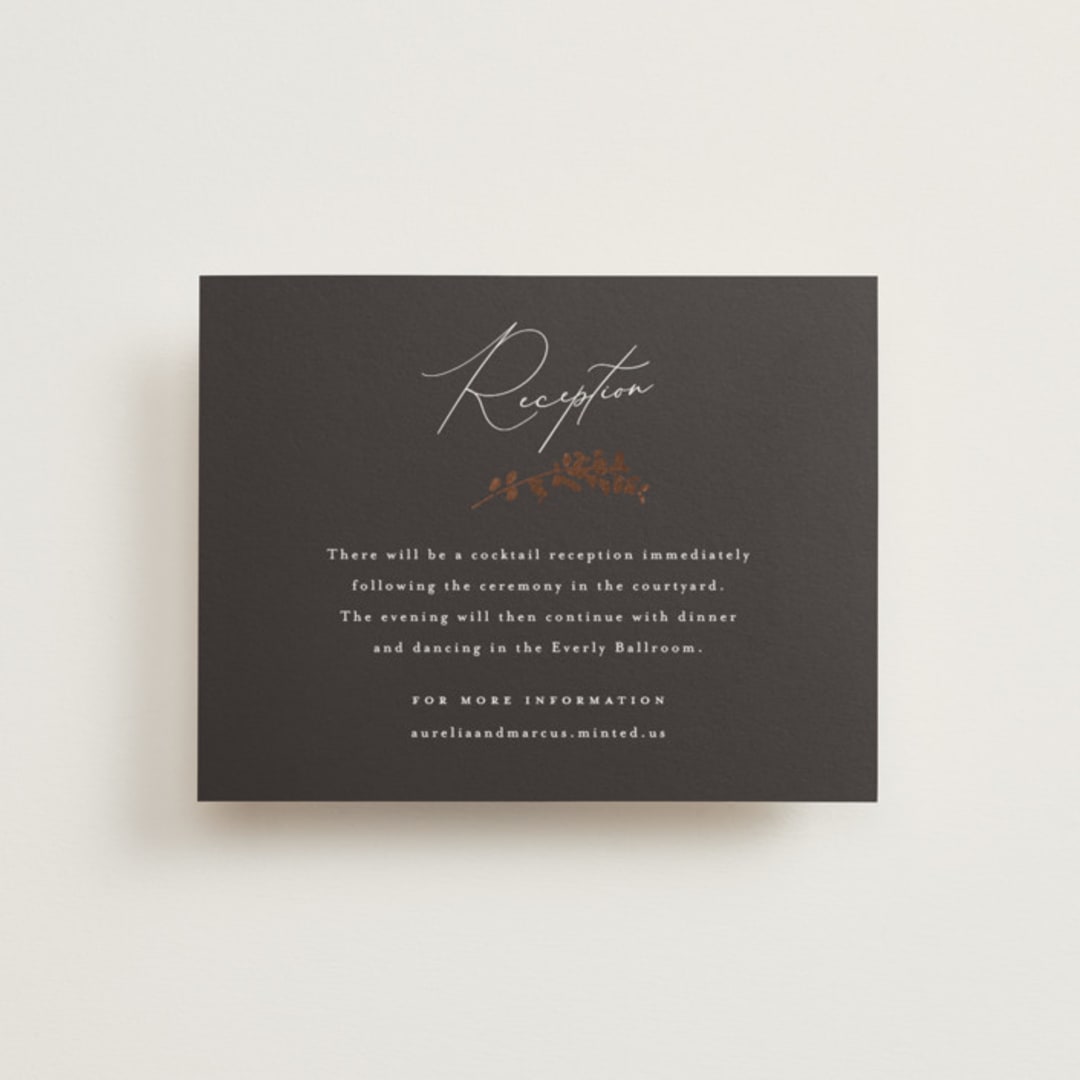 "Bliss" - Reception Cards in Cocoa by Leah Bisch - Front