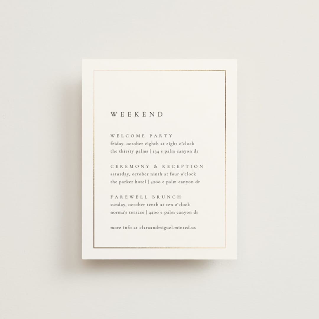 "Golden Ampersand" - Reception Cards in Silk by Kelly Schmidt - Front