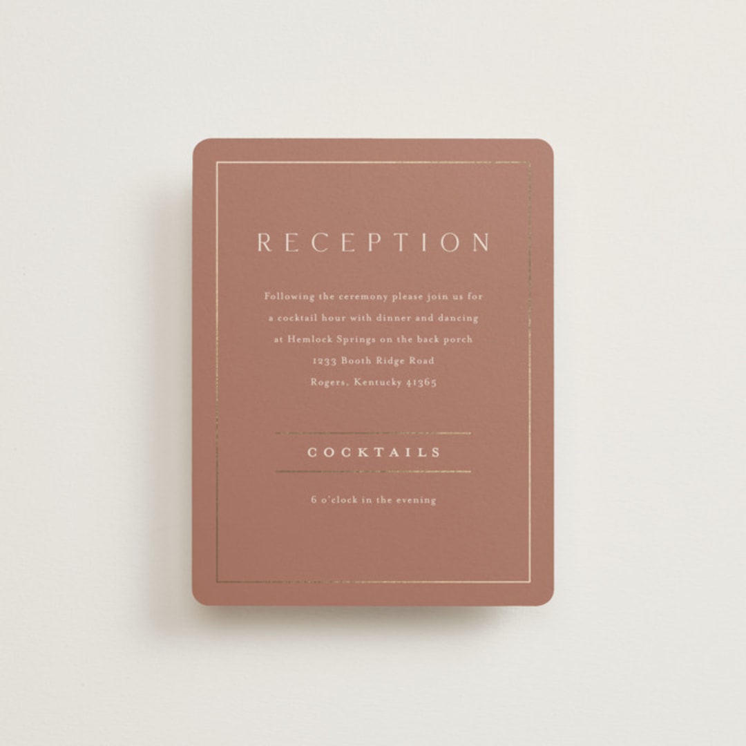 "Warm affection" - Reception Cards in Dusty Rose by Stacey Meacham - Front