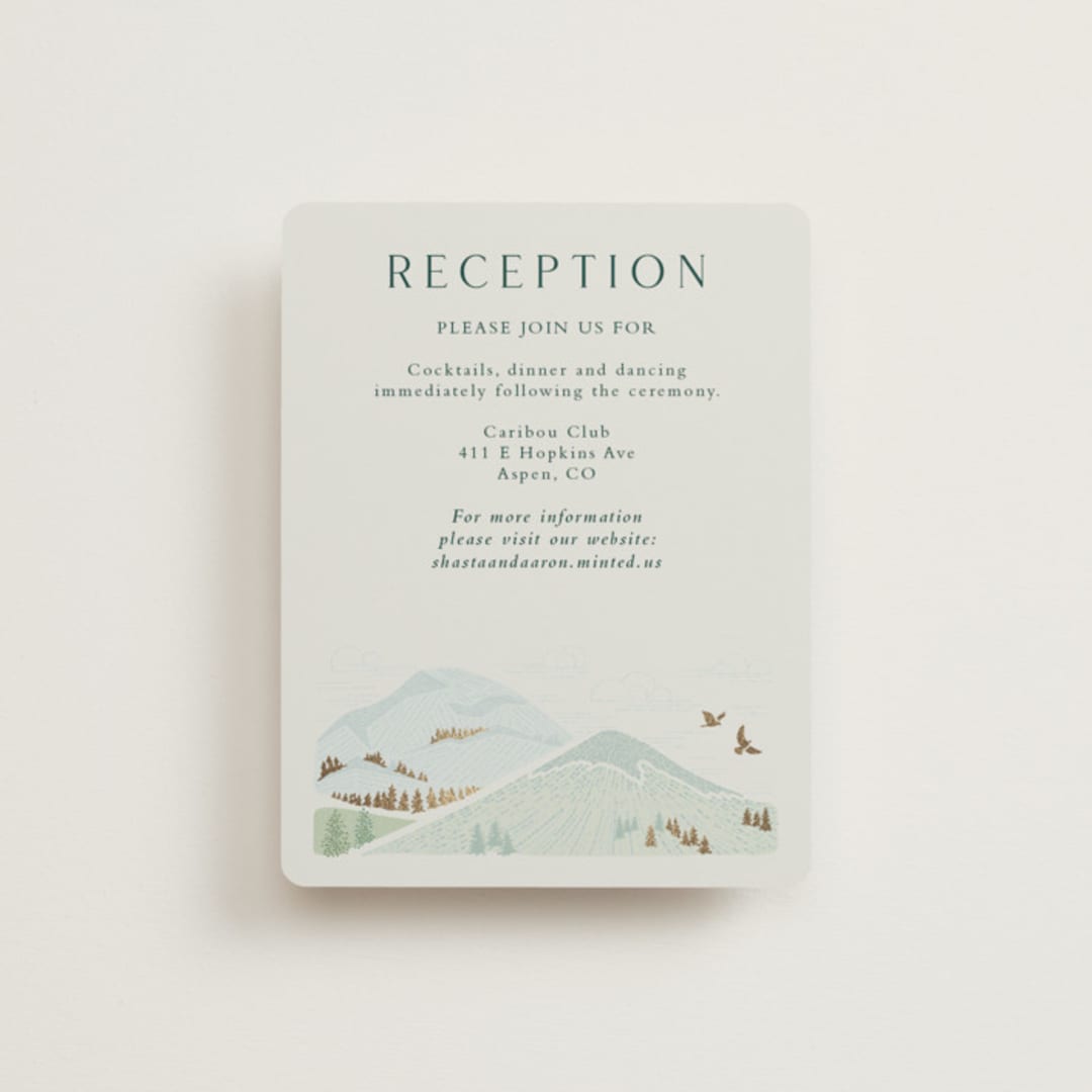 "Mountaintop" - Reception Cards in Evergreen by Paper Sun Studio - Front