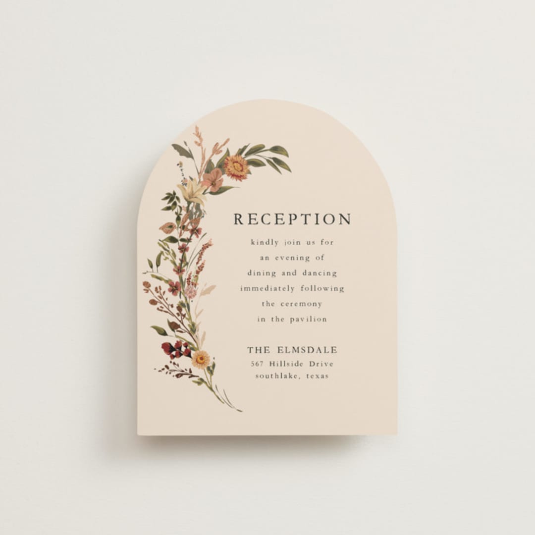 "Monogrammed Floral" - Reception Cards in Harvest by Susan Moyal - Front