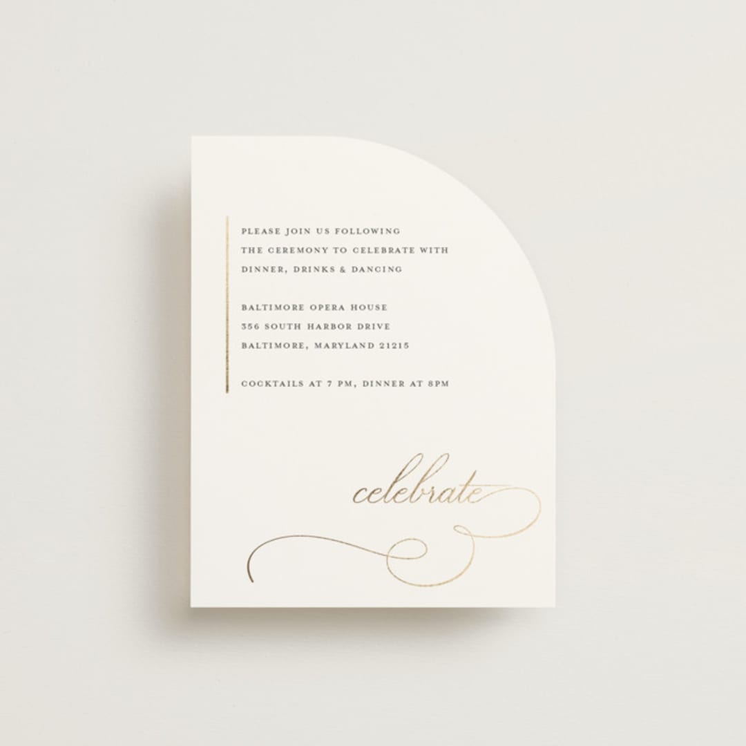 "Elegant Flourish" - Reception Cards in Sugar by Jessica Williams - Front