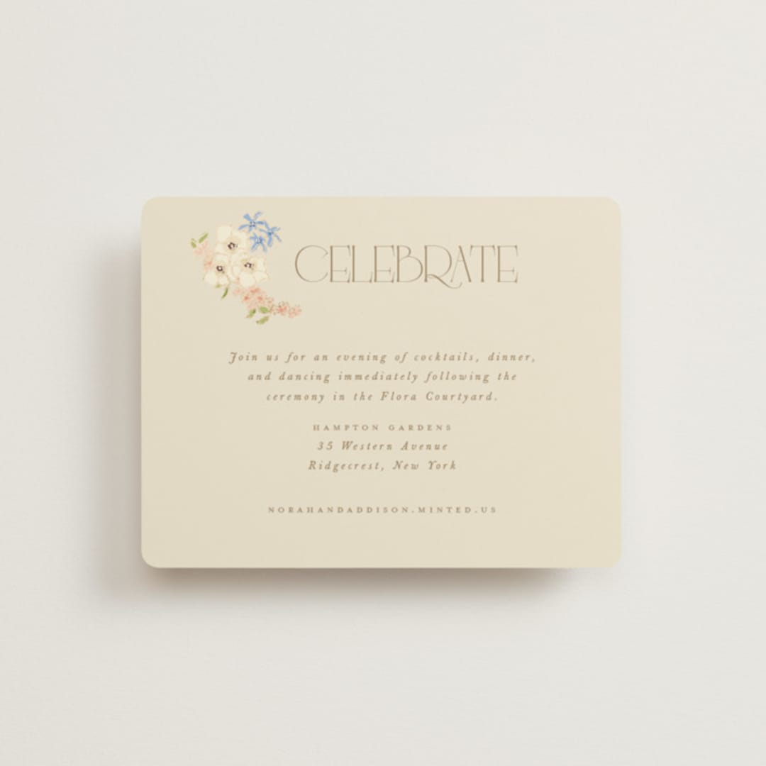 "In The Garden" - Reception Cards in Sherbert by Leah Bisch - Front