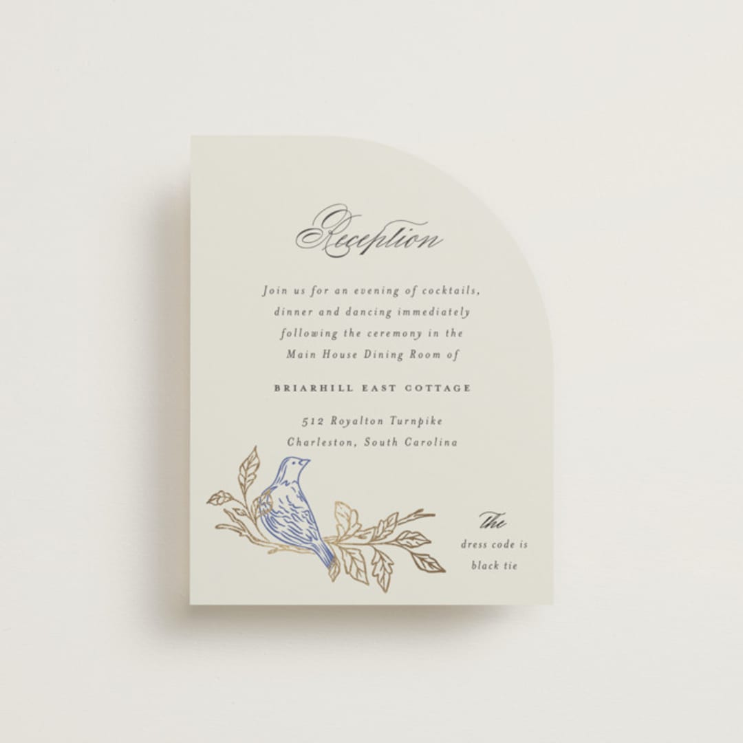 "meet me in the garden" - Reception Cards in Cornflower by Grae - Front
