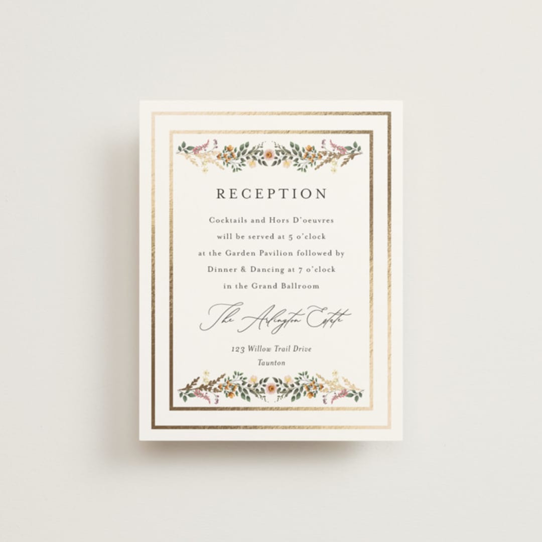 "Blooming Vine" - Reception Cards in Blush by Susan Moyal - Front